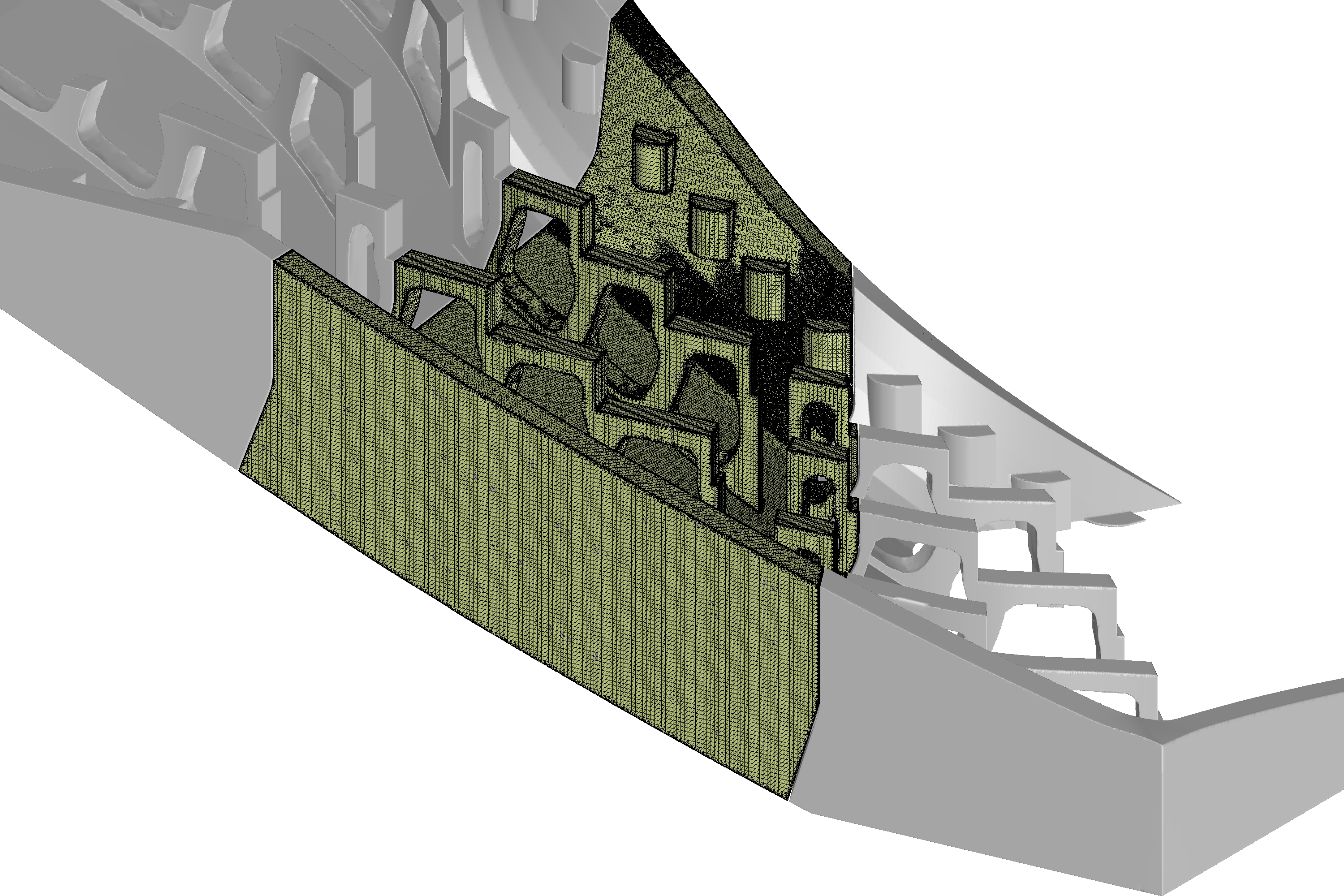 Mesh view of a selected section of 3D-printed stair formwork.